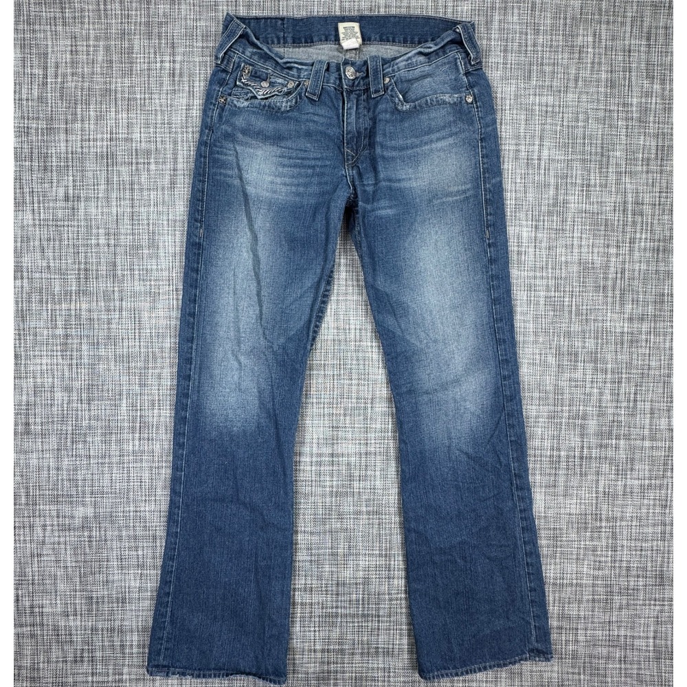 True Religion Mens Billy Bootcut Jeans 32 Blue Cotton USA Flap Pockets